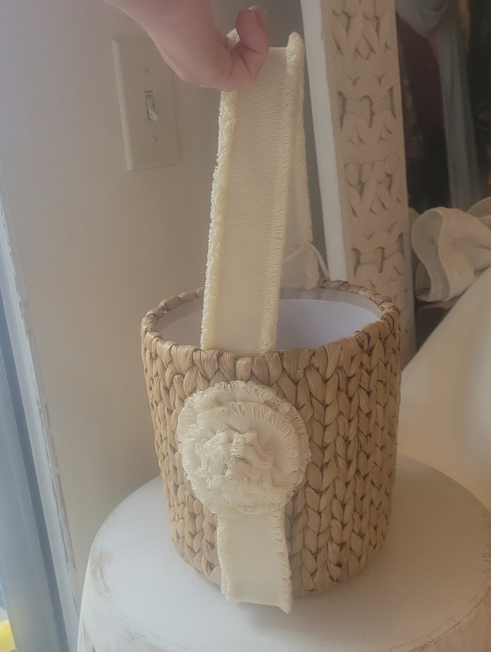 Woven Tan Decorative Handbag Basket